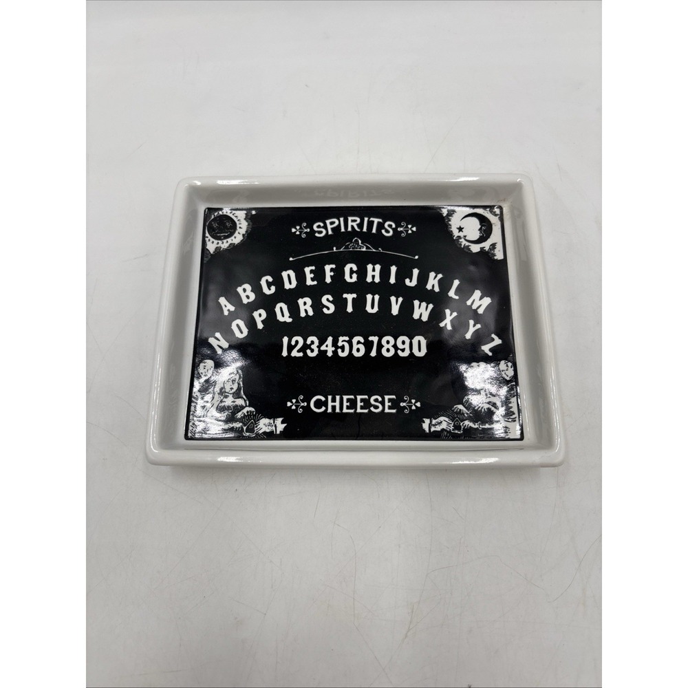 Two Magen Spirits Ouija Board Cheese Server Ceramic Plate Halloween Spooky 5"x6"